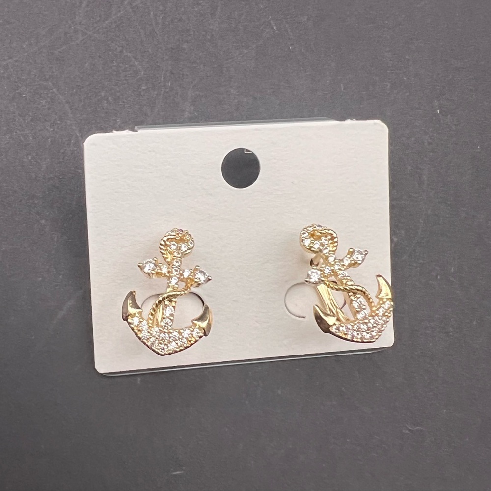 18k gold filled Gold Anchor Earrings with omega closure